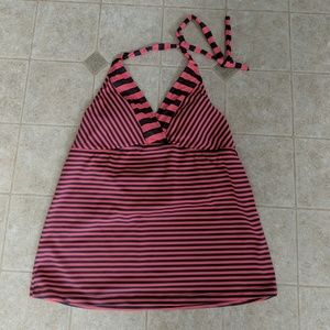 Pink and Gray Striped Mossimo Tankini Halter Top
